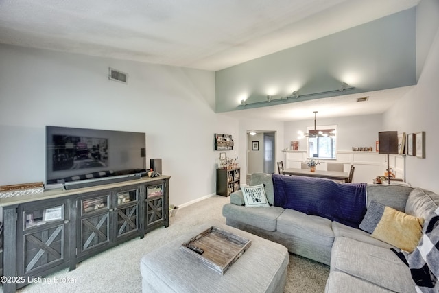 9315 Loch Lea Ln Unit B, Louisville, KY 40291 - living area featuring carpet flooring and lofted ceiling