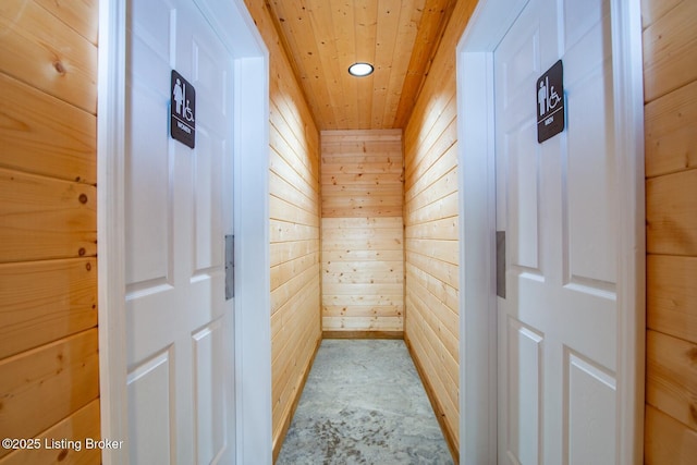 650 Midway Rd, Guston, KY 40142 - corridor with wood walls, recessed lighting, wood ceiling, and a sauna