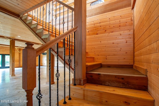 650 Midway Rd, Guston, KY 40142 - staircase with wooden walls