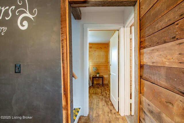 650 Midway Rd, Guston, KY 40142 - corridor featuring wood finished floors and wooden walls
