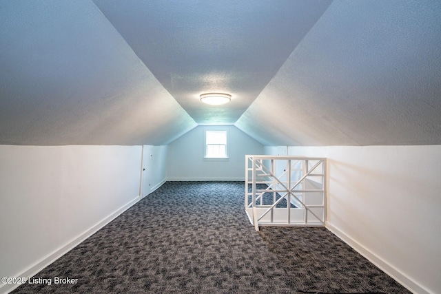 650 Midway Rd, Guston, KY 40142 - bonus room with a textured ceiling, dark colored carpet, and lofted ceiling