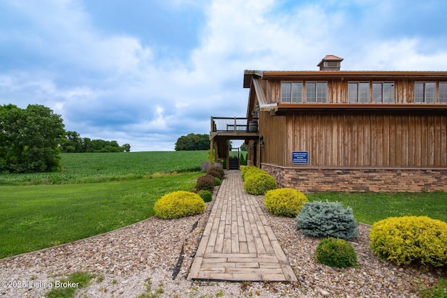 650 Midway Rd, Guston, KY 40142 - view of grassy yard with a deck, stairs, and a view of rural / pastoral area