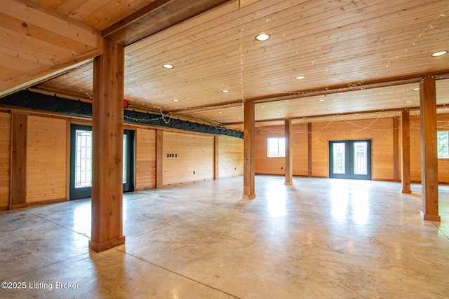 650 Midway Rd, Guston, KY 40142 - spare room with finished concrete flooring, recessed lighting, and wooden ceiling