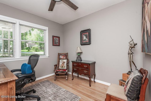 1701 Quarry Hill Rd, Louisville, KY 40213 - home office with a ceiling fan and light wood-style floors