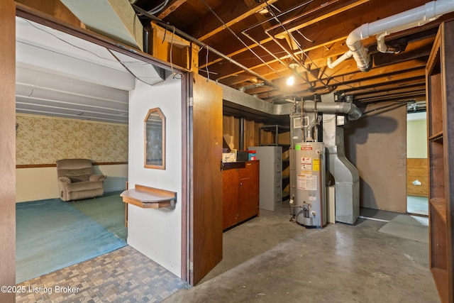 8703 Fernview Dr, Louisville, KY 40291 - unfinished below grade area with gas water heater and wainscoting