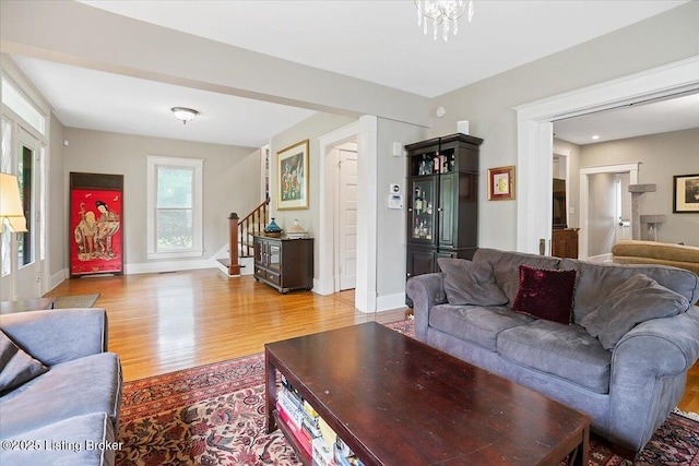 2449 Ransdell Ave, Louisville, KY 40204 - living area with stairs and wood finished floors