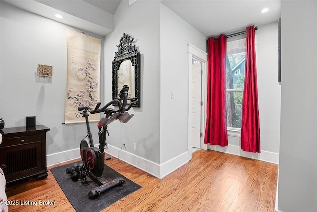 2449 Ransdell Ave, Louisville, KY 40204 - workout room featuring wood finished floors and recessed lighting