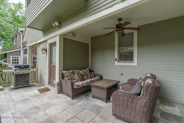 2449 Ransdell Ave, Louisville, KY 40204 - view of patio featuring area for grilling, a ceiling fan, and an outdoor living space