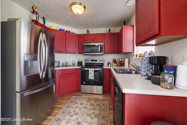 6716 Arbor Creek Dr, Louisville, KY 40228 - kitchen with stainless steel appliances, dark brown cabinets, light wood-style flooring, light countertops, and a textured ceiling
