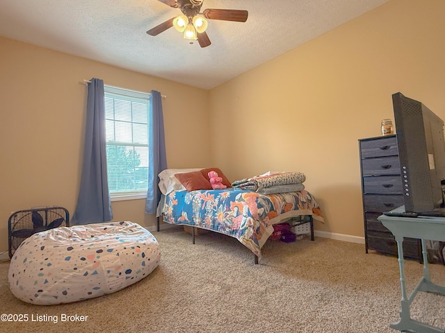 1410 Sycamore Ln, Leitchfield, KY 42754 - carpeted bedroom featuring a textured ceiling and a ceiling fan