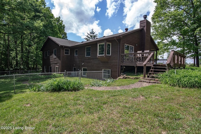 1974 N Grandview Church Rd, Cecilia, KY 42724 - back of property featuring a chimney and a deck