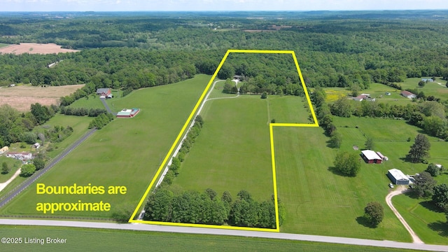 1974 N Grandview Church Rd, Cecilia, KY 42724 - aerial view of sparsely populated area featuring a heavily wooded area and property boundaries highlighted