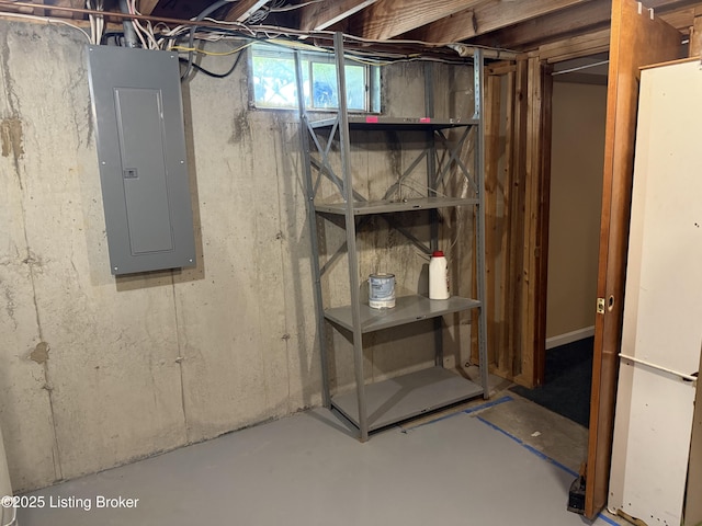 1001 Caney Fork Rd, Bardstown, KY 40004 - basement with electric panel and freestanding refrigerator
