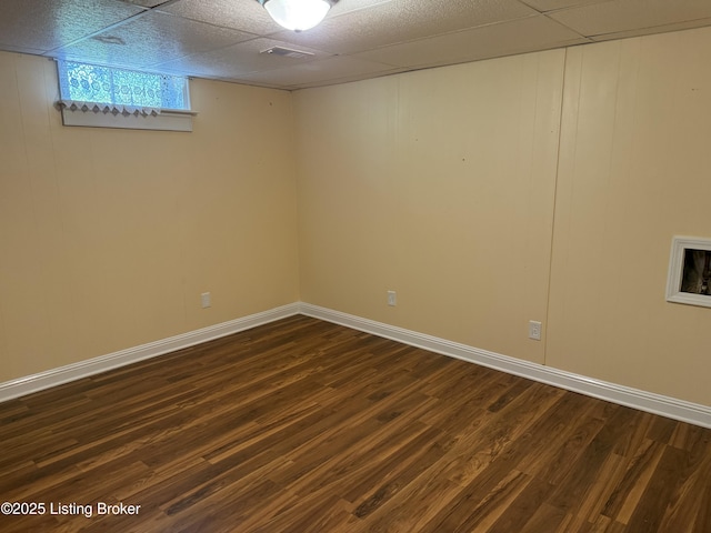 1001 Caney Fork Rd, Bardstown, KY 40004 - basement with dark wood-style flooring and a paneled ceiling