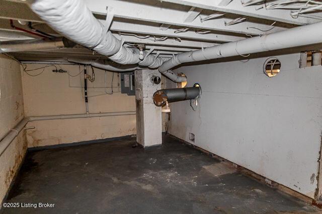 4883 S Reeves Rd, Scottsburg, IN 47170 - unfinished below grade area featuring electric panel