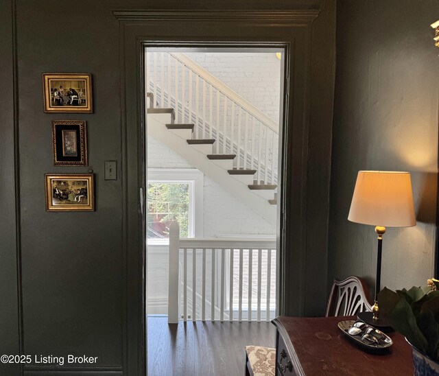 416 Belgravia Ct, Louisville, KY 40208 - stairway with wood finished floors