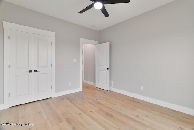 488 Capps Rd, Campbellsville, KY 42718 - unfurnished bedroom featuring light wood-style floors, a closet, and ceiling fan