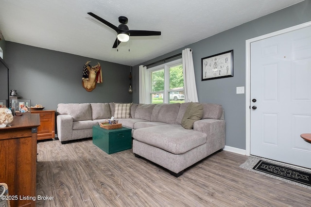 1008 E Mailback Way, Crestwood, KY 40014 - living area featuring wood finished floors and ceiling fan