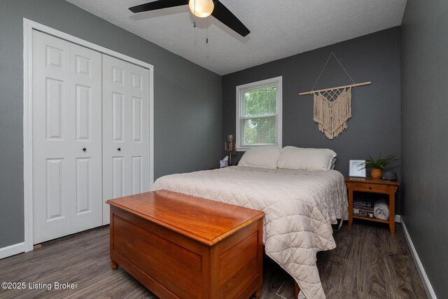 1008 E Mailback Way, Crestwood, KY 40014 - bedroom with wood finished floors, a closet, and a ceiling fan