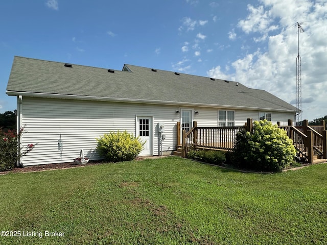 64 Probus Rd, Leitchfield, KY 42754 - rear view of property with a deck, a lawn, and a shingled roof