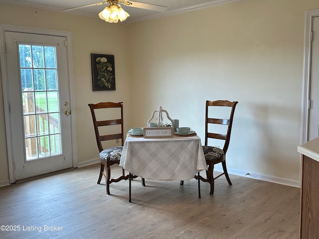64 Probus Rd, Leitchfield, KY 42754 - dining room with crown molding, light wood-type flooring, and ceiling fan