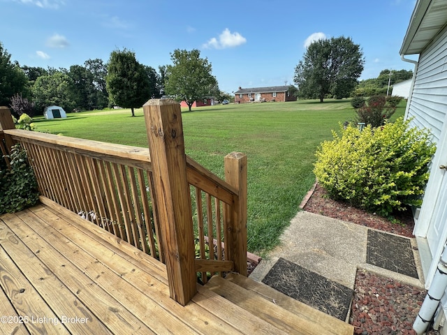 64 Probus Rd, Leitchfield, KY 42754 - wooden terrace with a yard and a shed