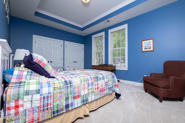 9508 Norton Commons Blvd Unit 102, Prospect, KY 40059 - carpeted bedroom featuring multiple closets and a raised ceiling