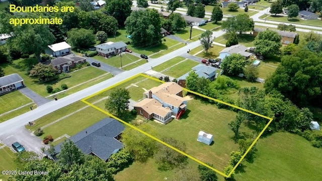825 Crocus Dr, Radcliff, KY 40160 - aerial perspective of suburban area with property parcel outlined