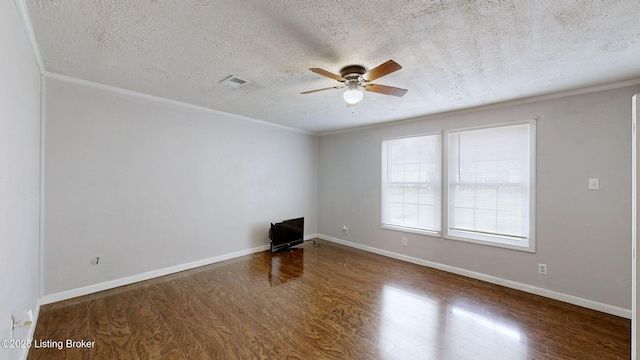 1117 6th St, Carrollton, KY 41008 - spare room with a ceiling fan, wood finished floors, crown molding, and a textured ceiling