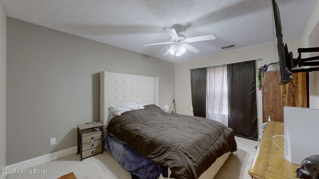 7236 Michael Benjamin Cir, Crestwood, KY 40014 - bedroom featuring light carpet, a textured ceiling, and a ceiling fan