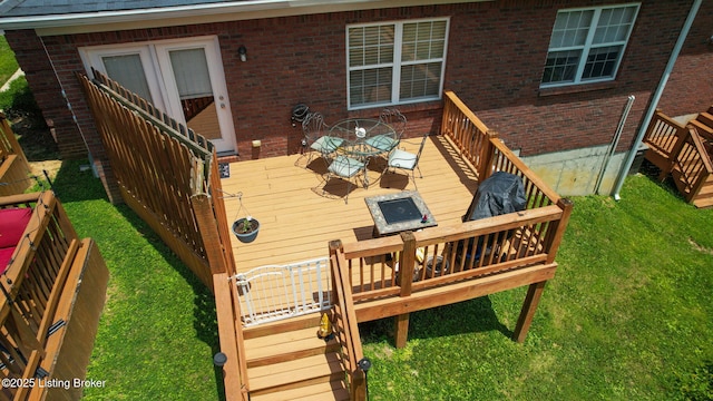 7236 Michael Benjamin Cir, Crestwood, KY 40014 - wooden deck with a yard and outdoor dining area