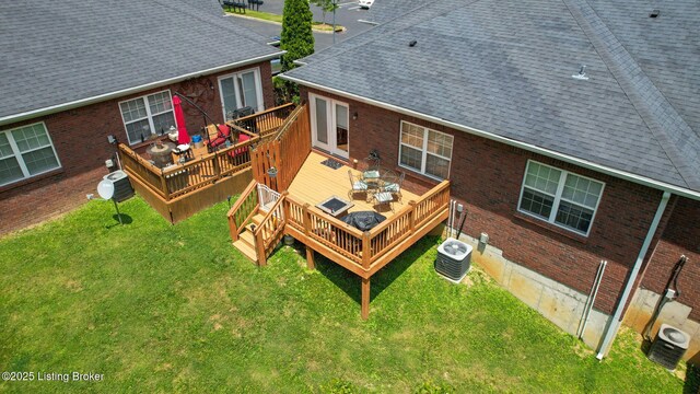 7236 Michael Benjamin Cir, Crestwood, KY 40014 - rear view of property with a wooden deck, brick siding, and a shingled roof