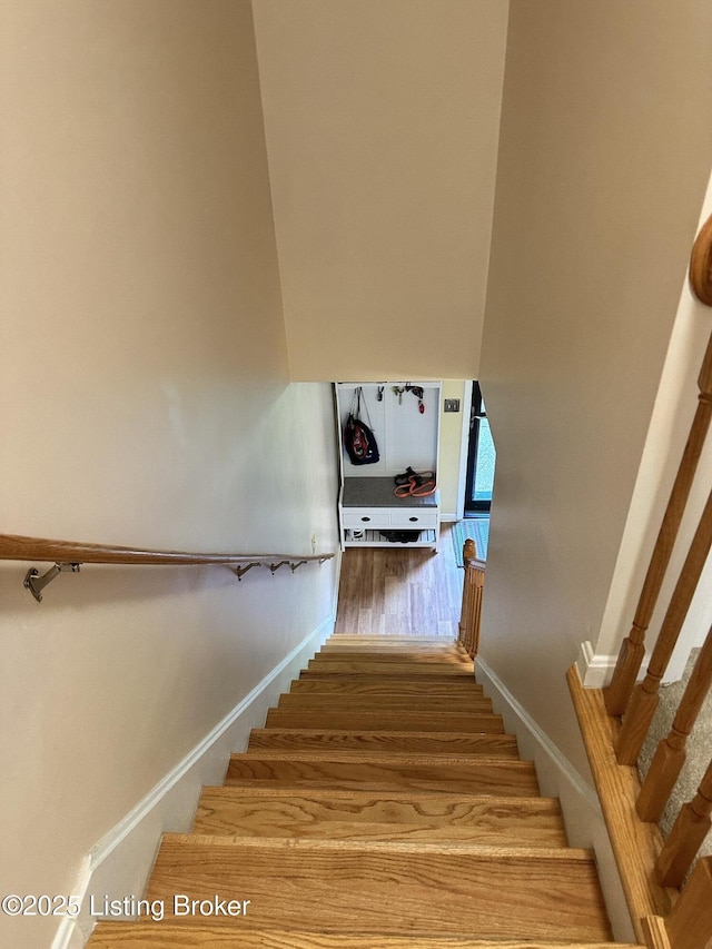 509 Piping Rock Rd, Brandenburg, KY 40108 - stairway with baseboards and wood finished floors