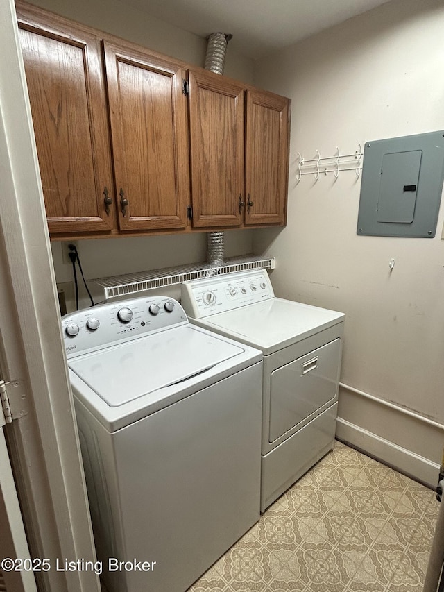 4125 Browns Ln Unit 117, Louisville, KY 40220 - laundry area with electric panel, washer and clothes dryer, cabinet space, and light floors