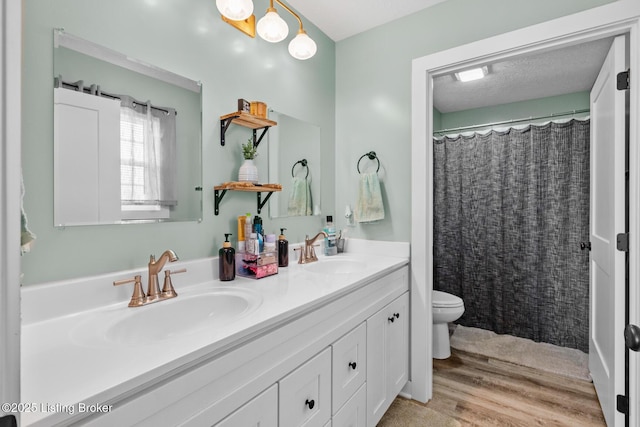 63 Davis Norton Ln, Harned, KY 40144 - full bath with double vanity, wood finished floors, and curtained shower