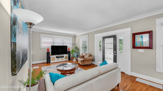 1910 Alfresco Pl, Louisville, KY 40205 - living area with ornamental molding and wood finished floors