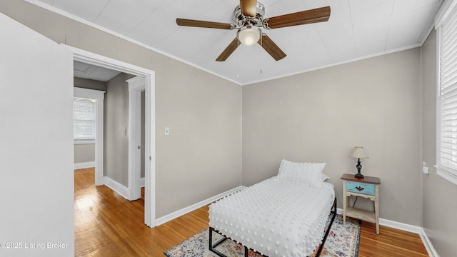 1910 Alfresco Pl, Louisville, KY 40205 - bedroom with wood finished floors, ornamental molding, and ceiling fan