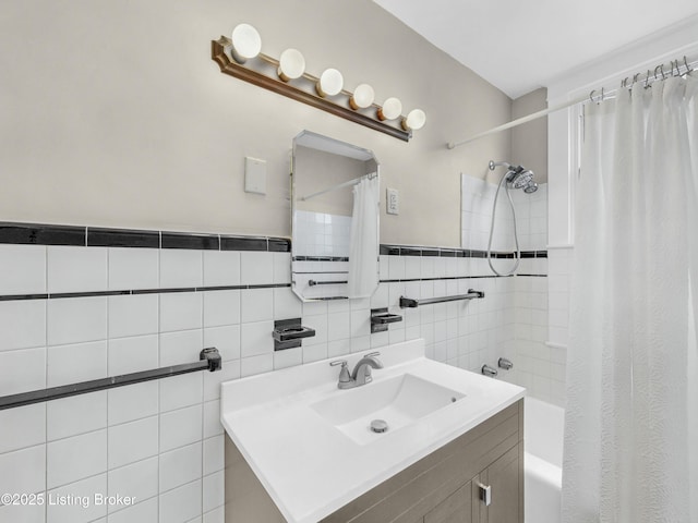 1910 Alfresco Pl, Louisville, KY 40205 - full bathroom featuring vanity, shower / tub combo, and tile walls