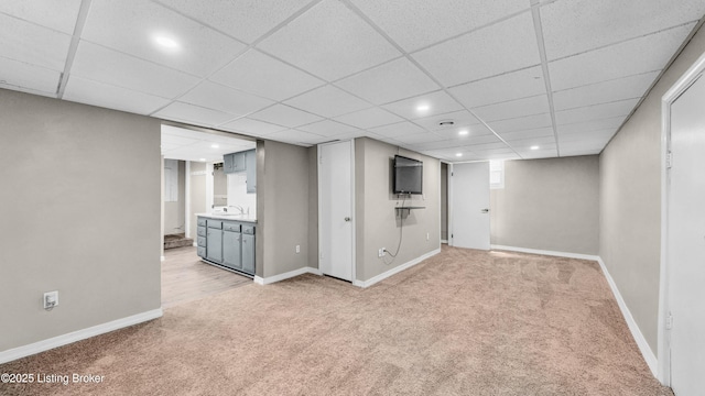 1910 Alfresco Pl, Louisville, KY 40205 - finished basement with light carpet, recessed lighting, and a paneled ceiling