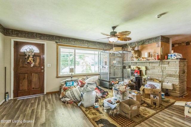 363 S Deepwood Dr, Radcliff, KY 40160 - living area featuring a ceiling fan and wood finished floors