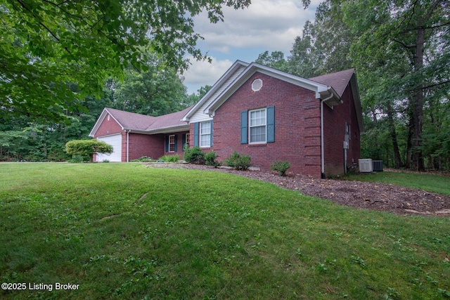 236 Bobwhite Rd, Brandenburg, KY 40108 - ranch-style house with a garage, brick siding, and a front lawn
