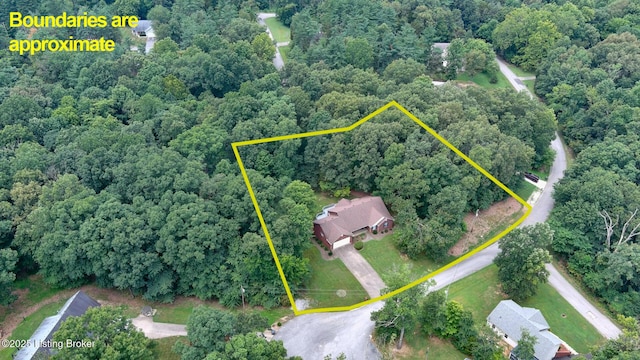 236 Bobwhite Rd, Brandenburg, KY 40108 - aerial view of property's location with property boundaries highlighted and a heavily wooded area