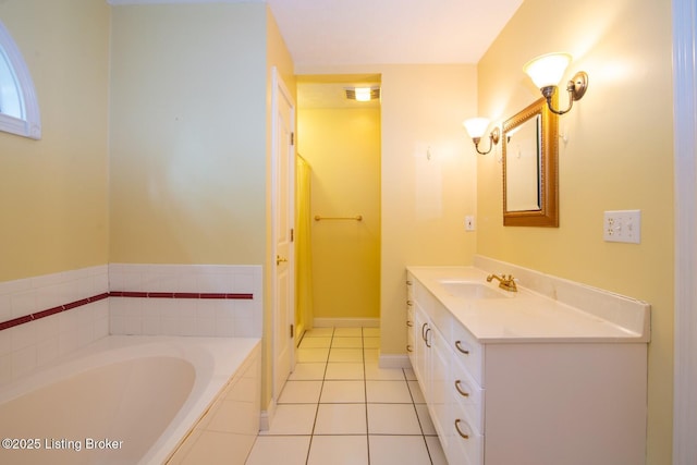 236 Bobwhite Rd, Brandenburg, KY 40108 - full bathroom with vanity, a garden tub, and tile patterned floors