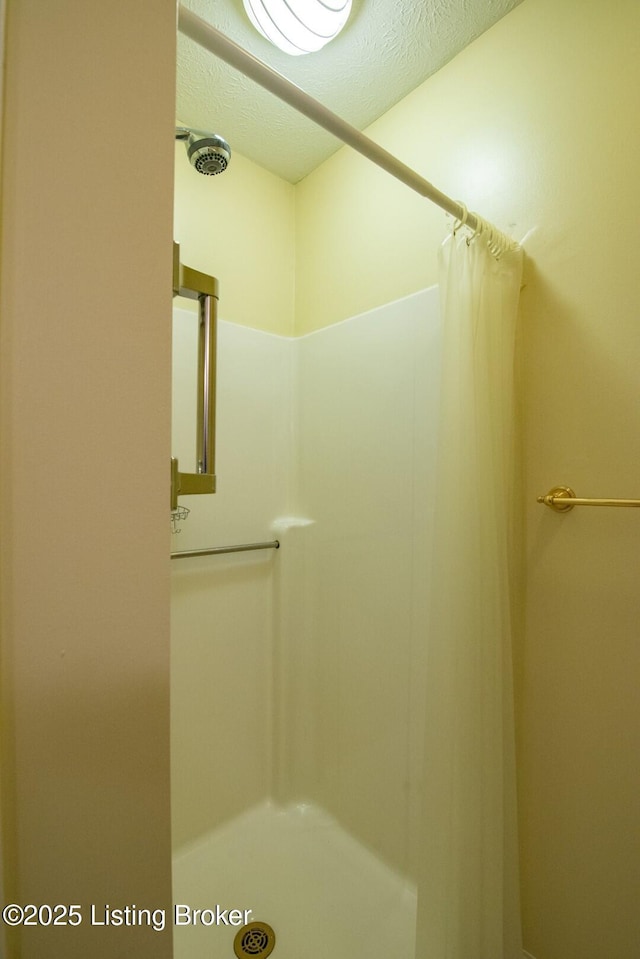 236 Bobwhite Rd, Brandenburg, KY 40108 - full bathroom with curtained shower and a textured ceiling