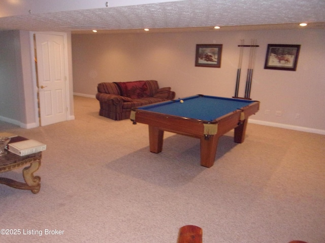 1366 Greens Chapel Rd, Bloomfield, KY 40008 - rec room featuring carpet flooring, billiards, and recessed lighting