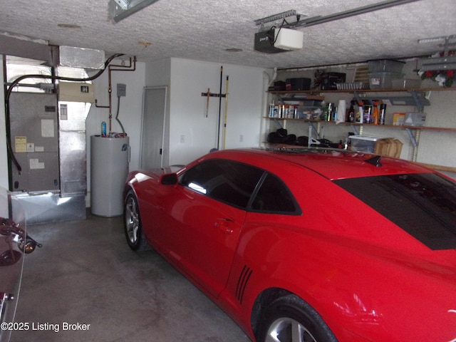 1366 Greens Chapel Rd, Bloomfield, KY 40008 - garage featuring water heater, a garage door opener, and heating unit