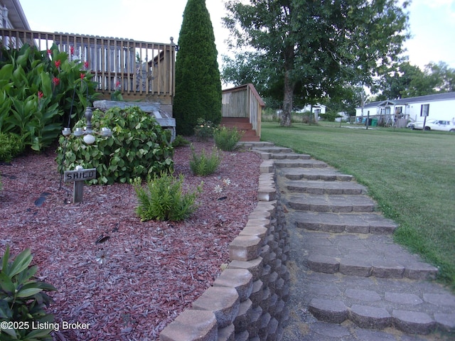 1366 Greens Chapel Rd, Bloomfield, KY 40008 - view of grassy yard featuring a wooden deck