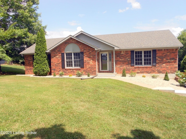 732 Poplar Flat Rd, Bardstown, KY 40004 - ranch-style home featuring a front yard, brick siding, and a shingled roof