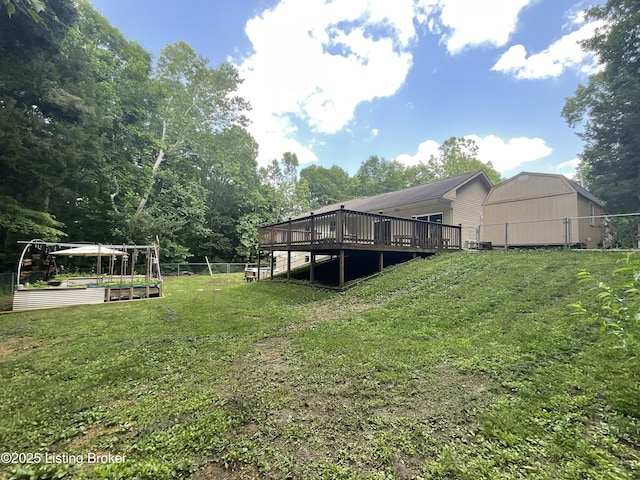 40 Sunflower Ln, Brandenburg, KY 40108 - view of yard featuring a wooden deck and a vegetable garden