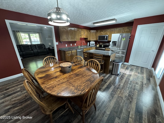 79 Brightberry Rd, Brandenburg, KY 40108 - dining space featuring dark wood-style flooring and a textured ceiling